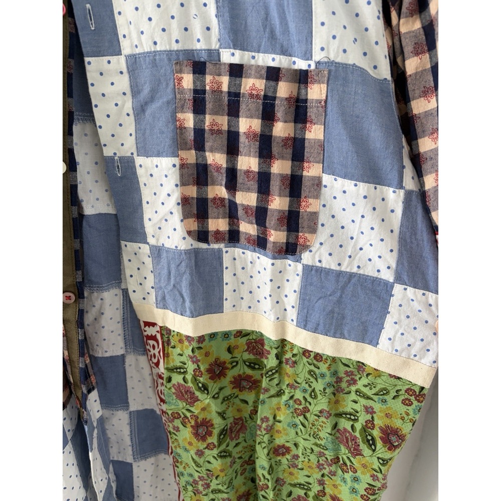Urban Outfitters Urban Renewal Patchwork Multicolor Button Down Shirt XL - Picture 7 of 12